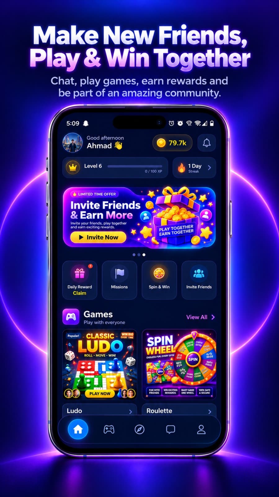 Khelio App Home Screen