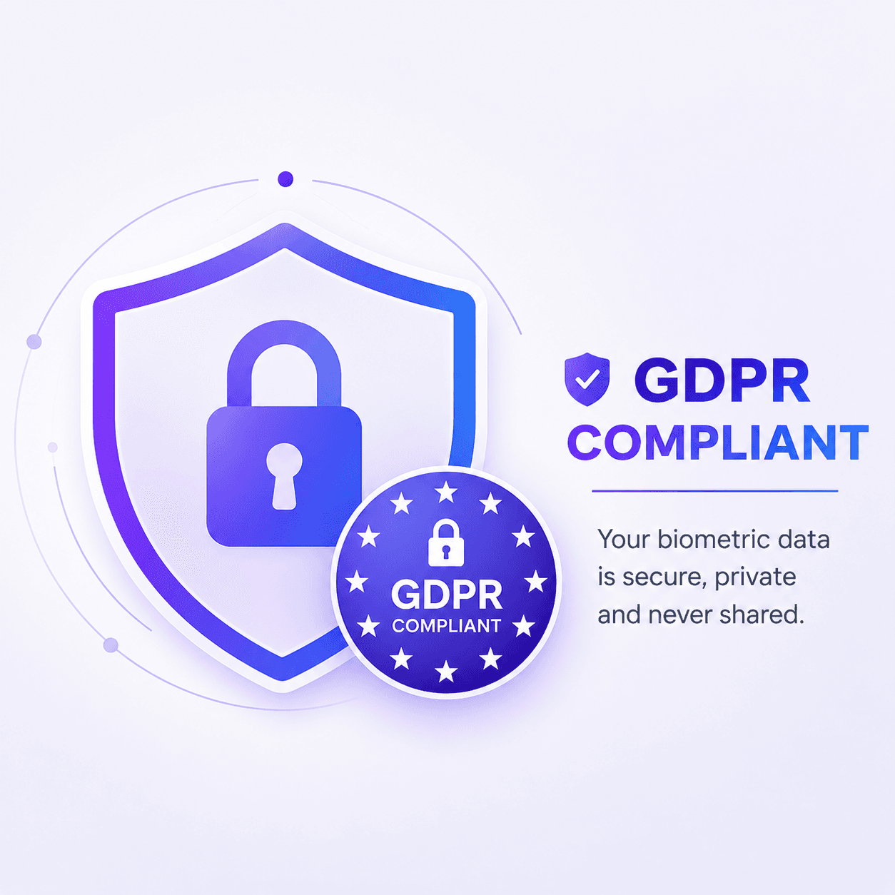 Data privacy and GDPR compliance icon for biometric eyewear try-on data